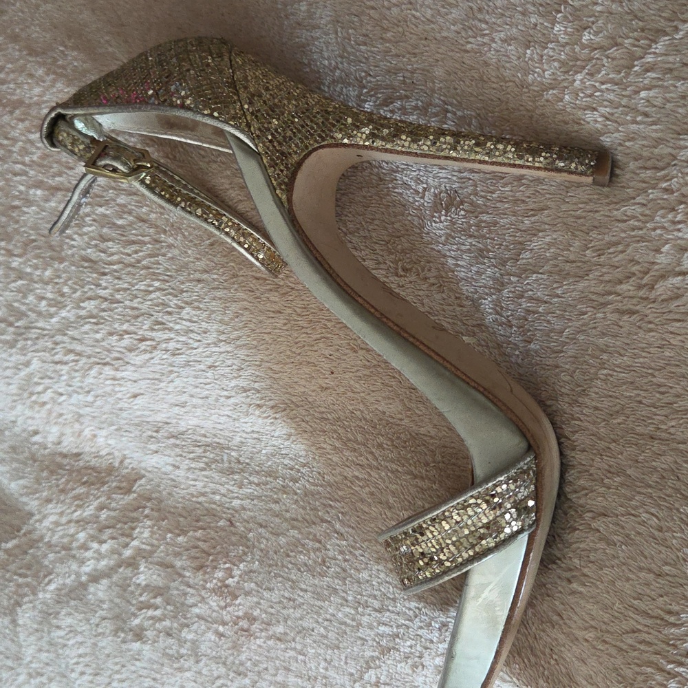 Sam Edelman Gold Stiletto Heels Ankle Strap - Picture 6 of 12